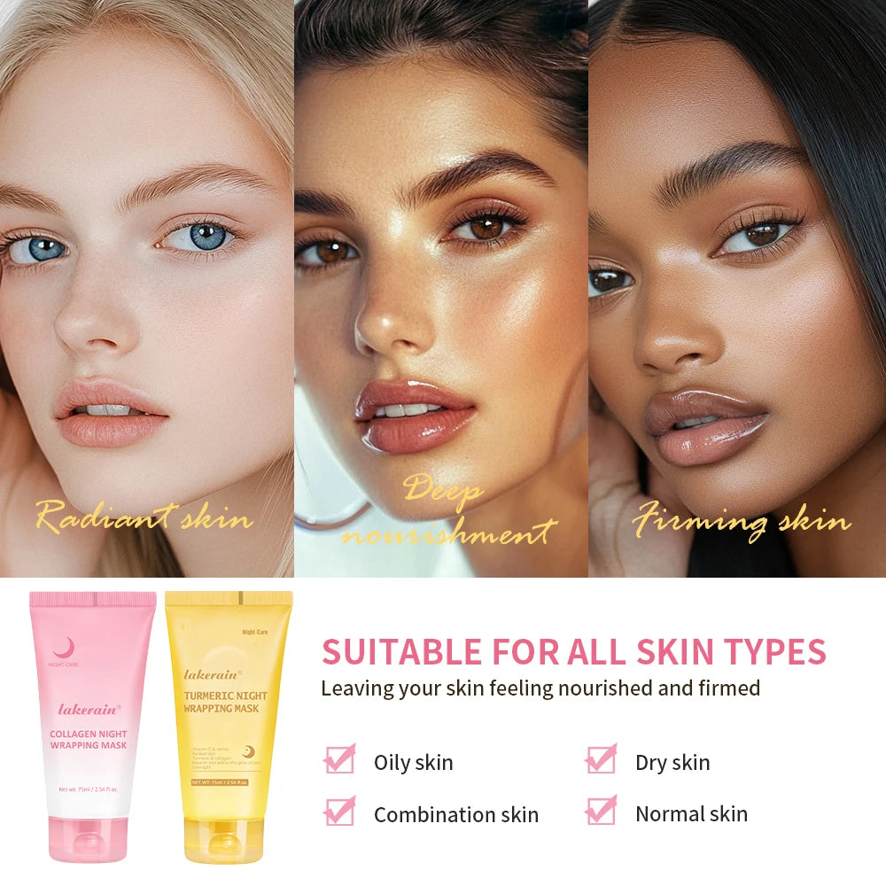 Glow Overnight Wrapping Mask Duo Deep Nourishing Radiance Increase Skin Elasticity Facial Peel Off Masks Set Korean Skin Care