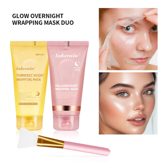 Glow Overnight Wrapping Mask Duo Deep Nourishing Radiance Increase Skin Elasticity Facial Peel Off Masks Set Korean Skin Care